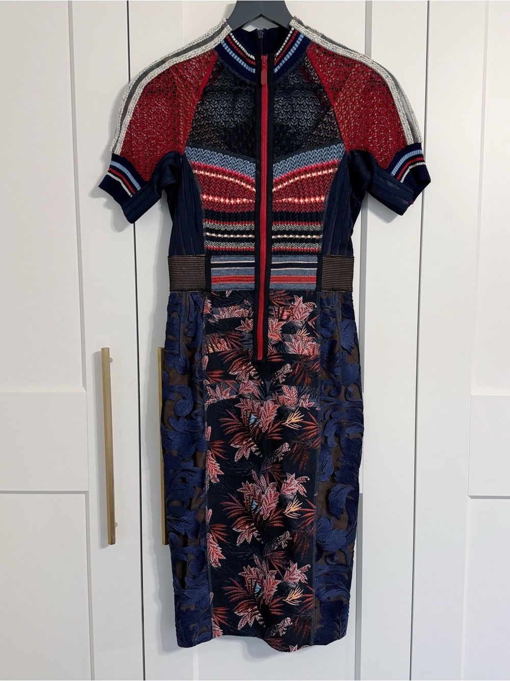 Anthropologie Byron Lars Women’s 2 Jewel Jacquard Sheath Dress Embroidered - Picture 6 of 11